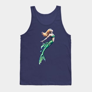 Green Tailed Mermaid Art Tank Top